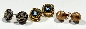 Sterling & Gold Tone Earrings Trio