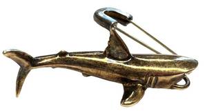 Ambush Two Tone Shark Safety Pin Earring Sterling Charm