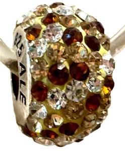 Pandora 925 Sterling Silver Charm Bead Red & Clear Crystal
