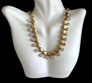 J. Crew Statement Necklace Gold Tone Rhinestone