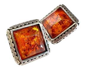 Vintage Loribonn Baltic Honey Amber Sterling Earrings