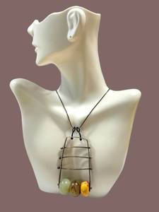 Pendant Necklace Beaded Metal 3 Pendant