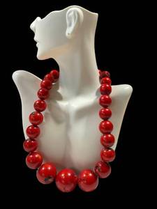 Coral Bead Necklace Graduated Red Beads
