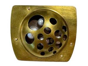 Modernist Artisan Brooch Brass Pierced Design