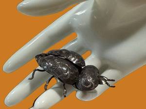 Sterling Silver Beetle Brooch Handcrafted