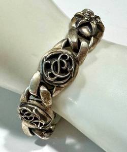 Vintage Sterling Silver Floral Link Bracelet .925