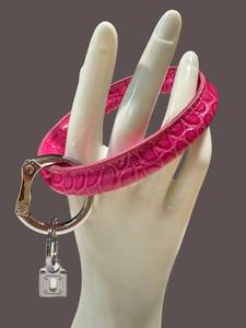 Leather Wrist Keyring Genuine Embossed Leather