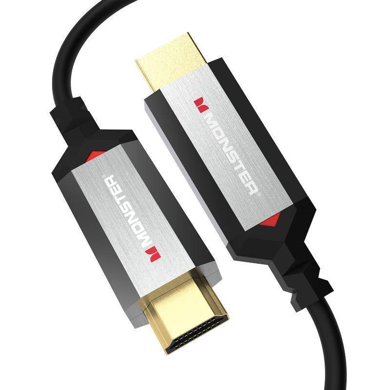 Monster Essentials Directional Fiber Optic HDMI 2.1-48 Gbps Active Optical Cable - Supports 8K  60HZ, 4K  120HZ, 32.8ft