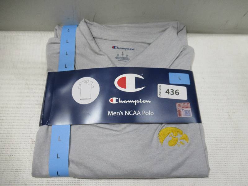 NEW Champion Mens NCAA Short Sleeve Gray Polo - Iowa Hawkeyes - LARGE