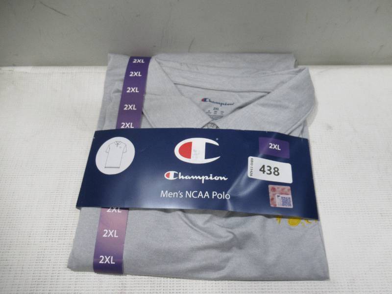 NEW Champion Mens NCAA Short Sleeve Gray Polo - Iowa Hawkeyes - XXL