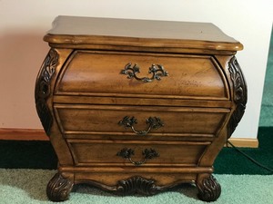 Solid 3 Drawer Wood Night Stand with Contents Inside - Smoke Free