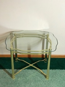 Metal Framed Glass Top Side Table
