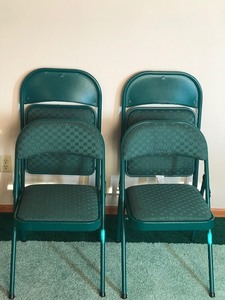 4 - Metal Framed with Cushioned Seats and Backs Fold Up Chairs