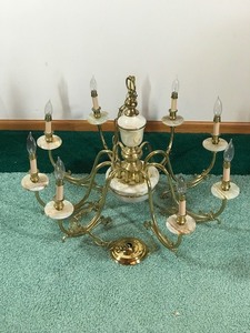 Brass Frame with Marble Stone Chandelier