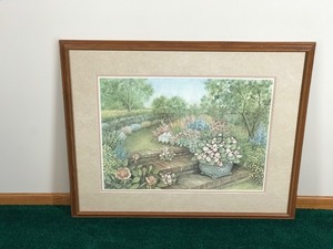 Framed, Numbered and Signed Print by Van Hoose  - Peaceful Area Filled with Flowers - 185800