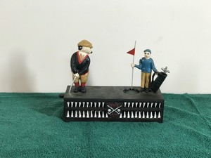 Vintage Birdie Put Cast Iron mechanical Bank Fully functional - Also has some change in it