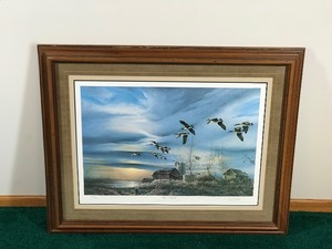 Framed, Signed and Numbered Print by Terry Redlin - Silent Sunset - Small Flock of Canadian Geese (Honkers) - 333960