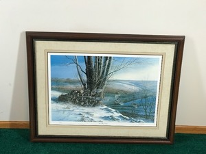 Framed, Signed and Numbered Print by Terry Redlin - Breaking Away - Hungarian Partridge (Huns) and Wood Pile - 333960