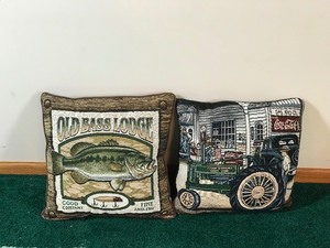 2 - Small Pillows - John Deere  Coca Cola  Fishing
