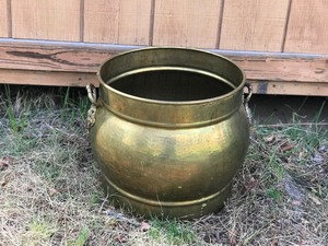 Vintage Hammered Brass Jardiniere, English Style Planter Pot, brass