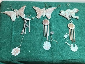 3 - Copper Wind Chimes - 2 Butterflies and 1 Frog