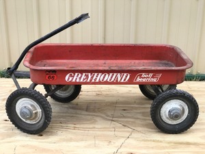 Vintage Greyhound Ball Bearing Metal Red Wagon