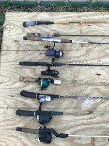8 - Vintage Fishing Rods and 6 Reels