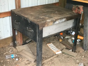 Solid Metal Table with Craftsman Vise