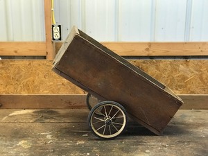 Small Homemade Cart with Vintage Wheels - Work Perfect for a Flower Bed