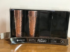2 - Pilsner Hammered Finish Double Walled Drink Glasses