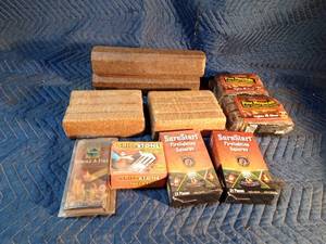 Fire starting squares and grill stone