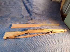 Military training rifle resembling WWII era (M1903 Springfield) and handmade rifle