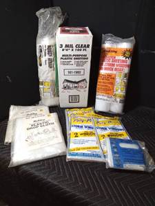 Lot of Window and drop cloth plastic sheeting