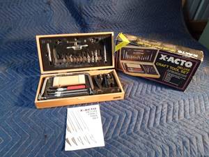 X-Acto deluxe craft tool set in wood case with manual