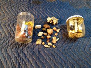 Agates & rocks, decorative push pins, vintag3e buttons & dice