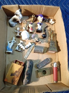 Flat of minatures and more including Occupied Japan figurine