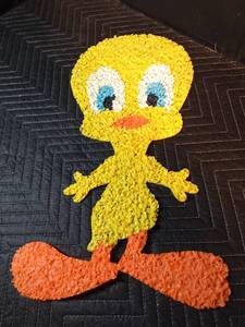 Vintage Tweety Bird melted plastic popcorn wall hanging
