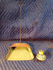 1950s Susy Goose metal dustpan and vintage metal top