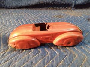 1930s Wyandotte pressed steel red toy car with wooden wheels