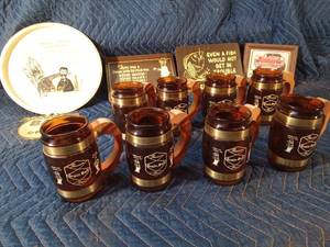8 Vintage Grainbelt mugs, funny signs and tray