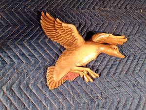 1960s - 70s Grainbelt molded resin Duck in flight wall hanging