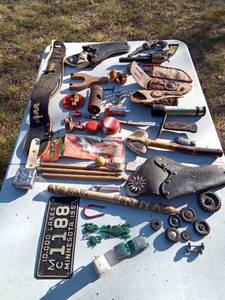 Vintage toys including Gun Smoke belt with holster and gun