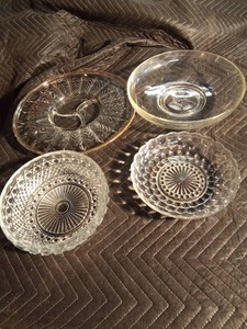 3 Glass bowls and 1 serving plate