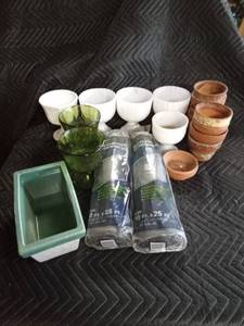 Planters and 2 rolls of lawn chair fabric
