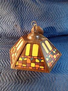 Vintage tiffany style hexagon hanging ceiling light fixture