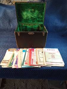 Velvet lined box with music books