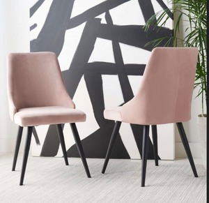 Safavieh Zoi Upholstered Dining Chair Set of 2 - Dusty Blush
