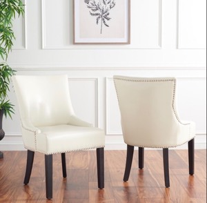 Lotus 19 H Kd Side Chair Set Of 2 - Silver Nail Heads
