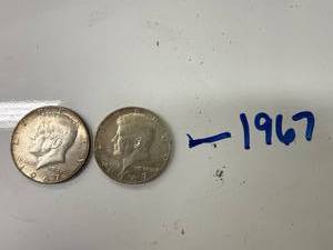 Two 1967 Kennedy Half Dollars