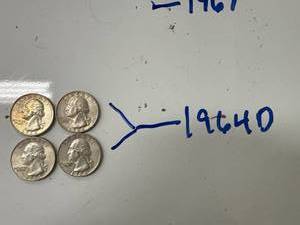 Four 1964D Silver Quarters